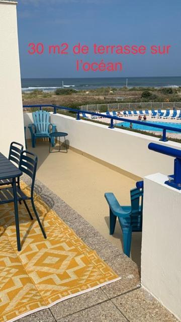 Bleu Marine Vue Ocean, 2 Chambres, Terrasse 30M2, Parking Privatif Et Piscine En Ete Lacanau Exteriör bild